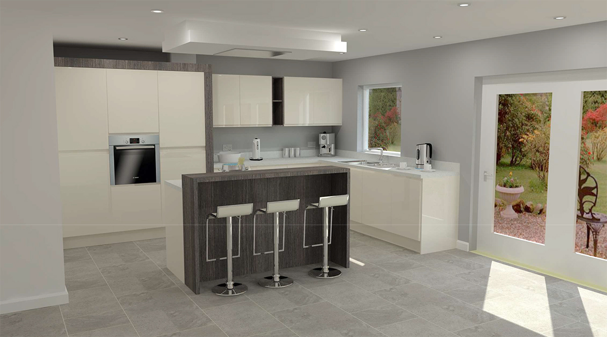 Render of kitchen in Alila